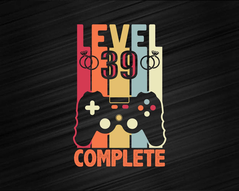 Level 39 Complete Funny Vintage Retro Gaming Celebrate 39th