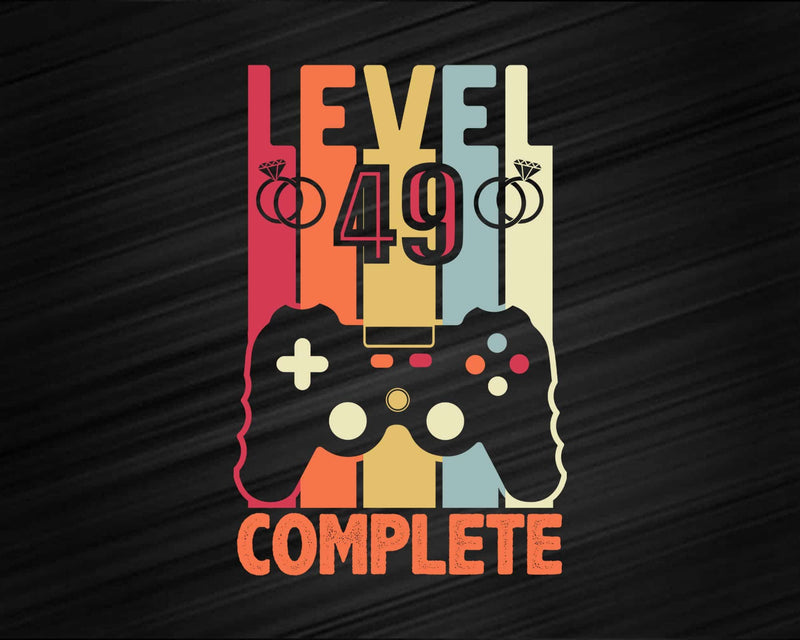 Level 49 Complete Funny Vintage Retro Gaming Celebrate 49th