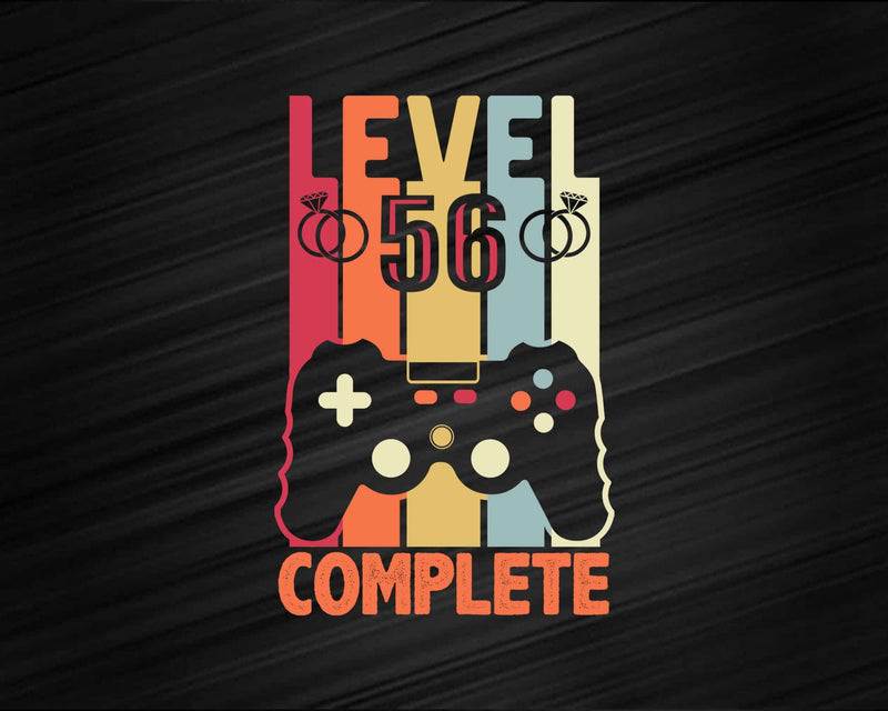 Level 56 Complete Funny Vintage Retro Gaming Celebrate 56th