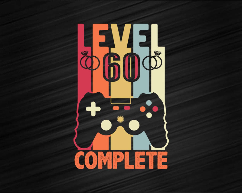 Level 60 Complete Funny Vintage Retro Gaming Celebrate 60th