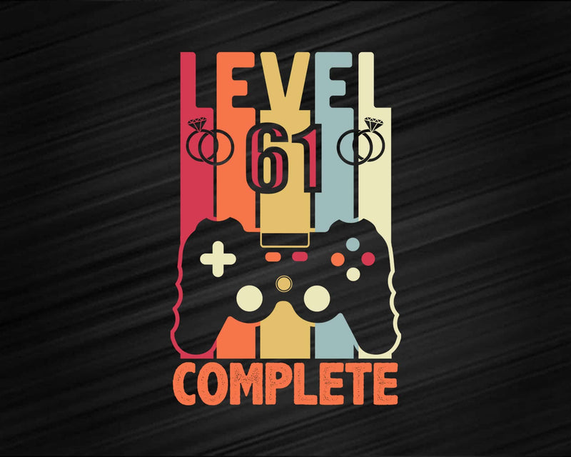 Level 61 Complete Funny Vintage Retro Gaming Celebrate 61st