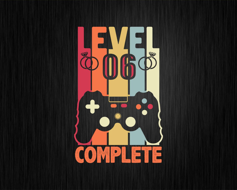Level 6 Complete Funny Vintage Retro Gaming Celebrate 6th