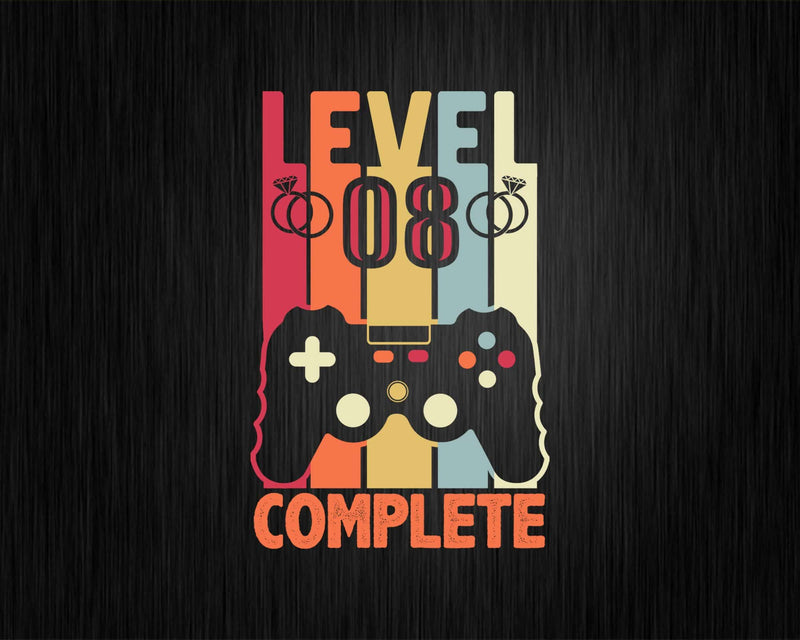 Level 8 Complete Funny Vintage Retro Gaming Celebrate 8th