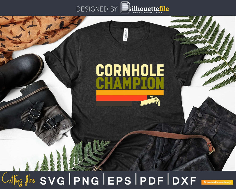 Funny Vintage Retro Cornhole Champion Shirts Svg Dxf Png