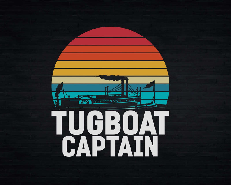 Funny Vintage Tugboat Captain Svg Png Digital Cutting Files