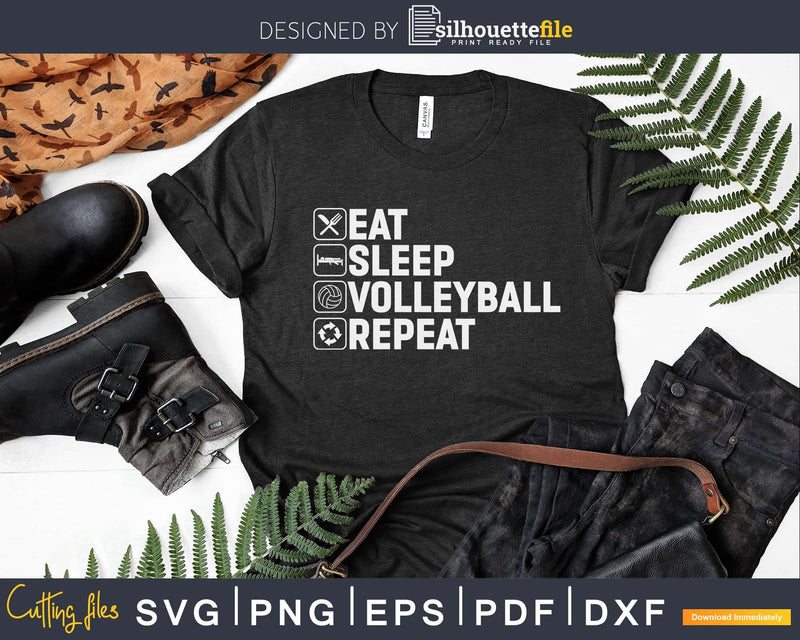 Funny Volleyball Player Design Eat Sleep Repeat svg cut