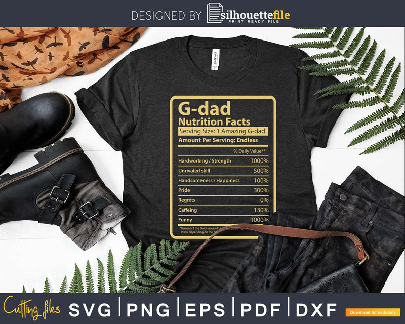 G-dad Nutrition Facts Father’s Day Gift Svg Dxf Premium