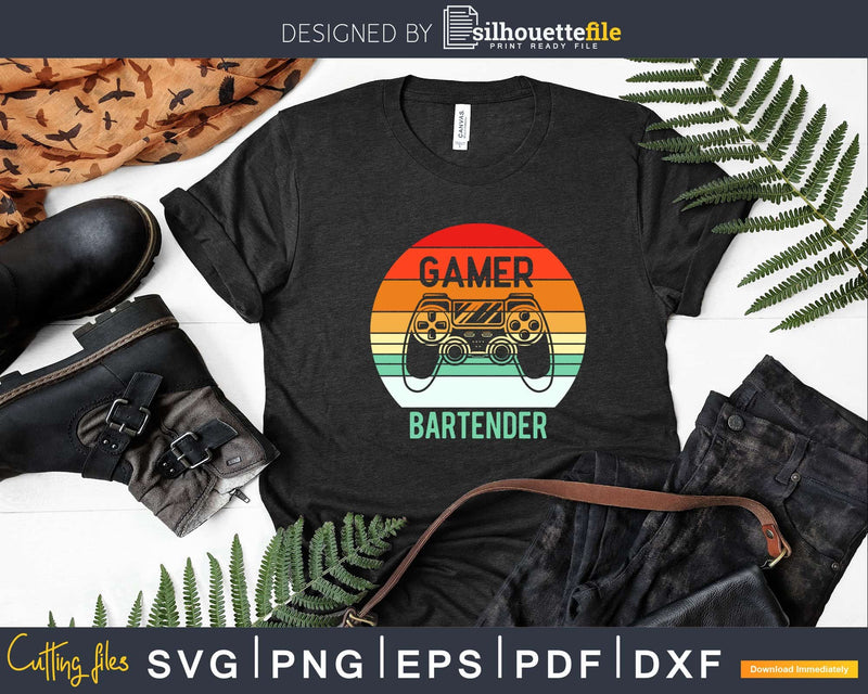 Gamer Bartender Vintage 60s 70s Gaming Png Dxf Svg Cut