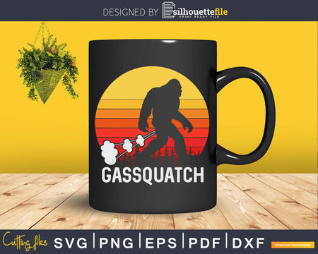 Gassquatch Funny Farting Bigfoot Retro Fart Svg Png Cut File
