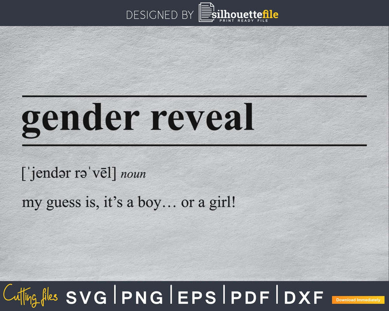 Gender Reveal definition svg printable file