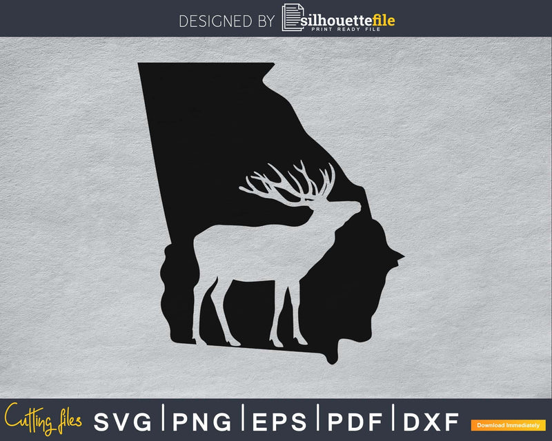 Georgia deer Hunting Map silhouette cut svg digital file