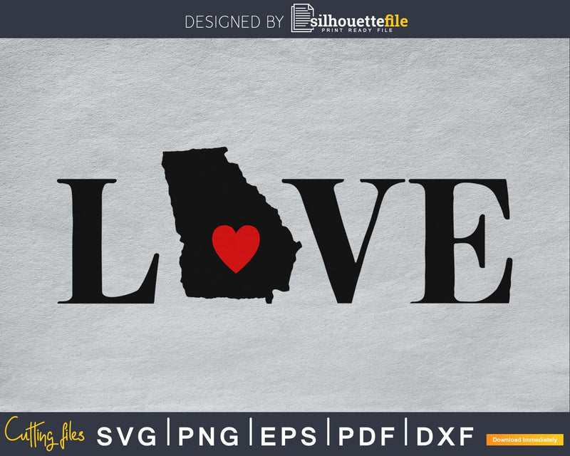 Georgia GA Love Home Heart Native Map svg png cricut