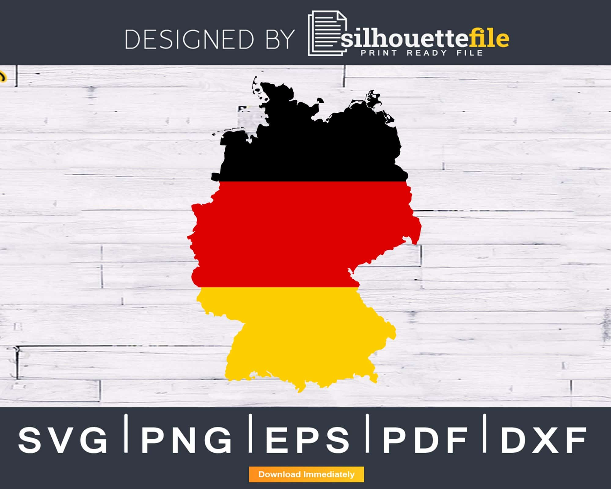 German Flag map Germany Day svg cricut png cutting | Silhouettefile