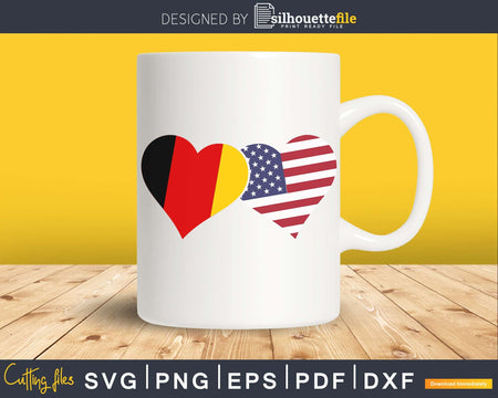 Germany USA Flag Heart German Americans Love Cute svg png