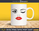 Girl birthday face winked eye lips svg digital file