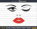 Girl birthday face winked eye lips svg digital file