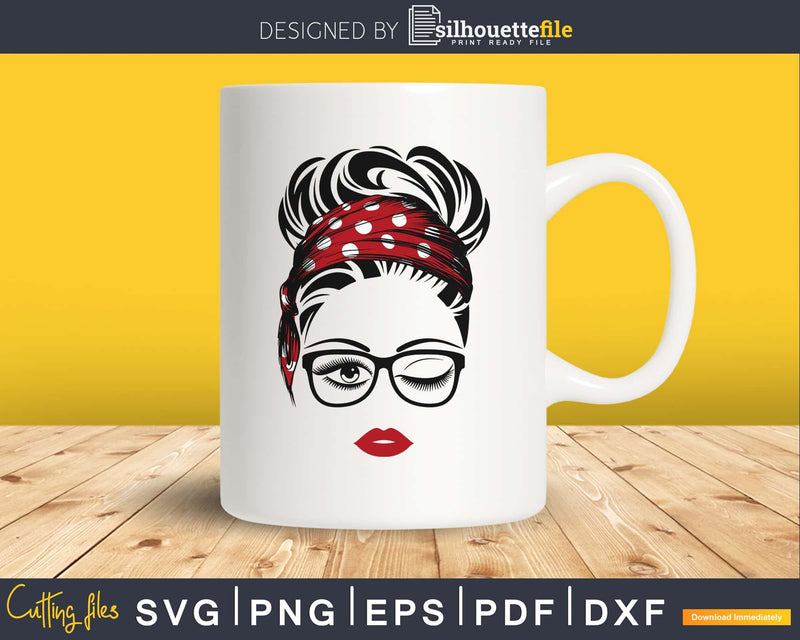 Girl birthday svg face glasses winked eye png for Cricut