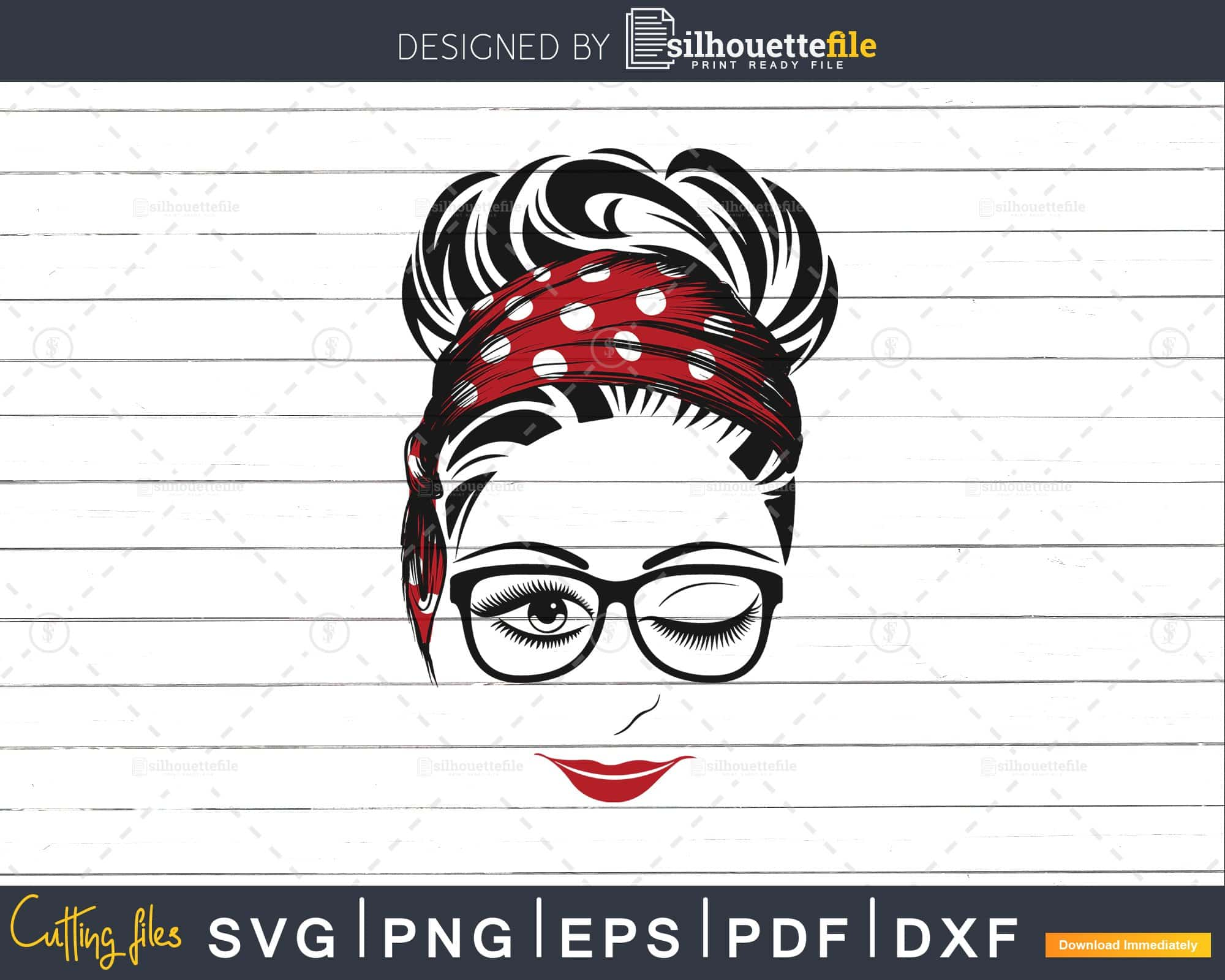 Girl face glasses winked eye svg cutting cut file for Cricut ...