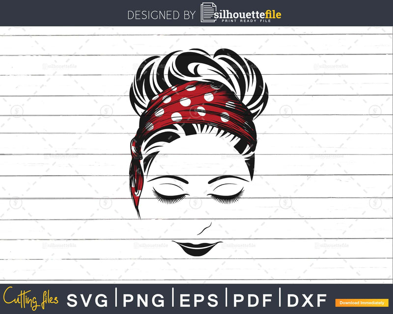 Girl face winked eye lips svg png cut files for Cricut