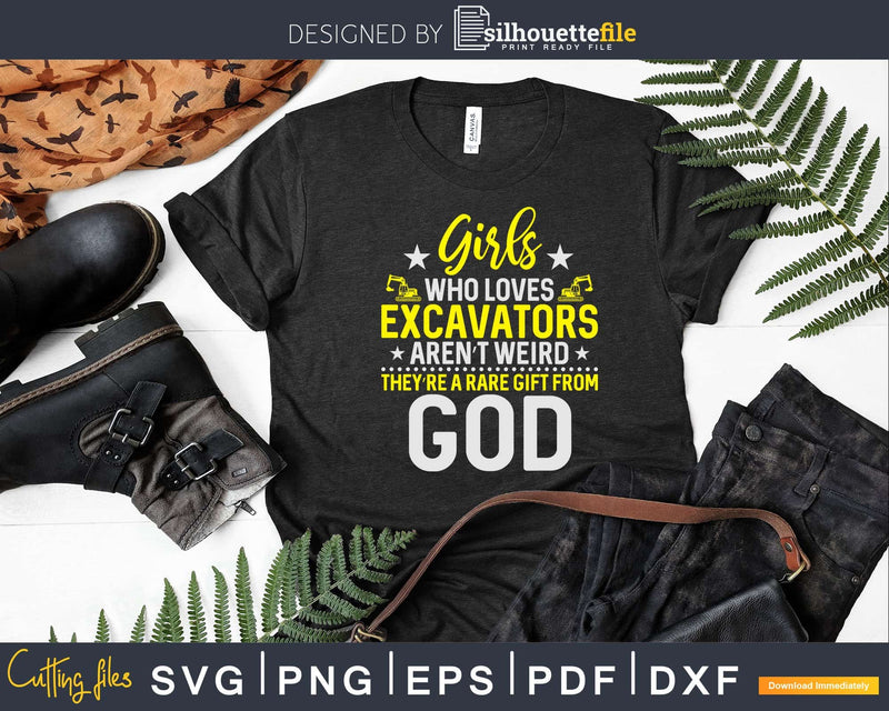 Girls Who Love Excavators Heavy Equipment Operator Svg Dxf