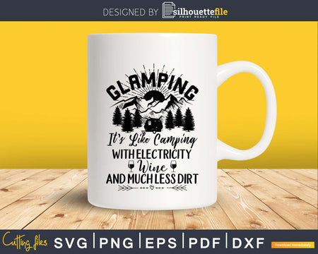 Glamping Definition Glamper Women Wine Funny Camping svg