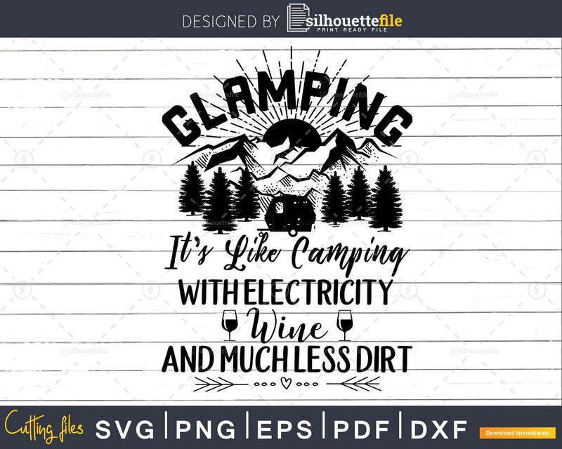 Glamping Definition Glamper Women Wine Funny Camping svg