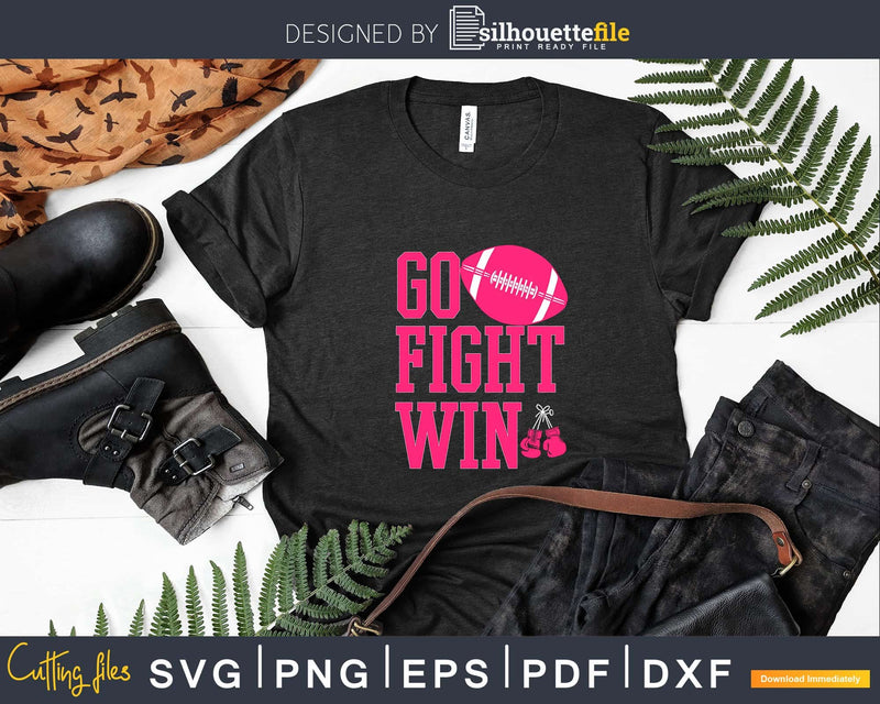 GO Fight WIN SVG Breast Cancer football awareness October