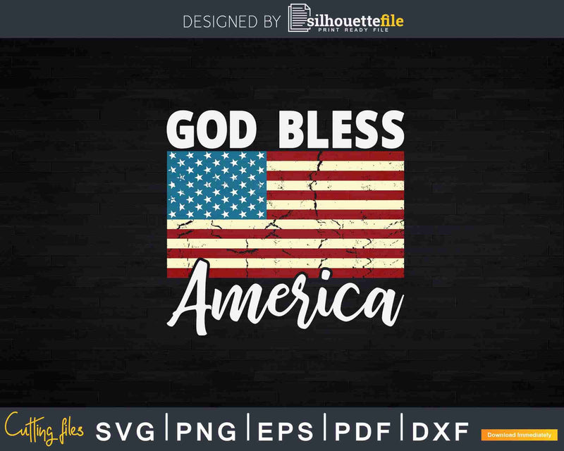 God Bless America Fourth of July Flag Svg T-shirt Design