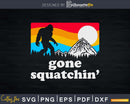 Gone Squatchin’! Funny Bigfoot Mountains Retro Graphic