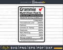 Grammie Nutrition Facts Funny Mothers Day Grandma Png Svg