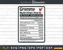 Grammy Nutrition Facts Funny Mothers Day Grandma Svg Png