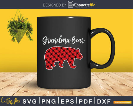 Grandma Bear Red Plaid Christmas Pajama Svg Printable