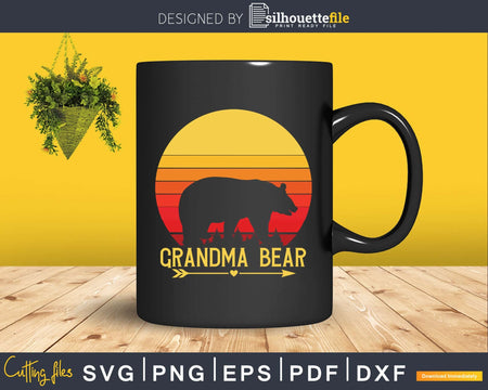 Grandma Bear Vintage Retro Granny Grandmother Svg Png