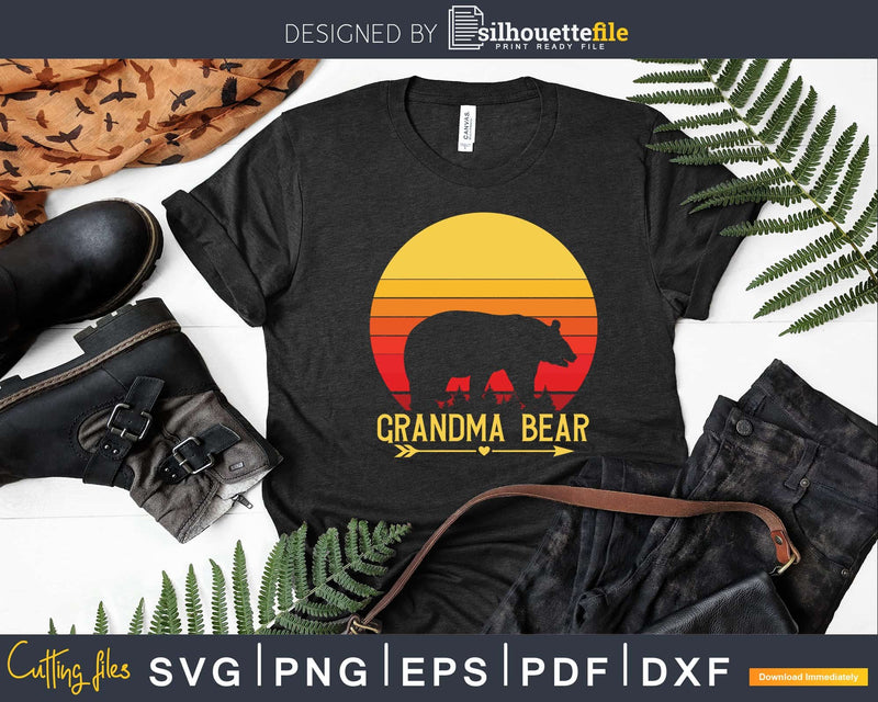 Grandma Bear Vintage Retro Granny Grandmother Svg Png