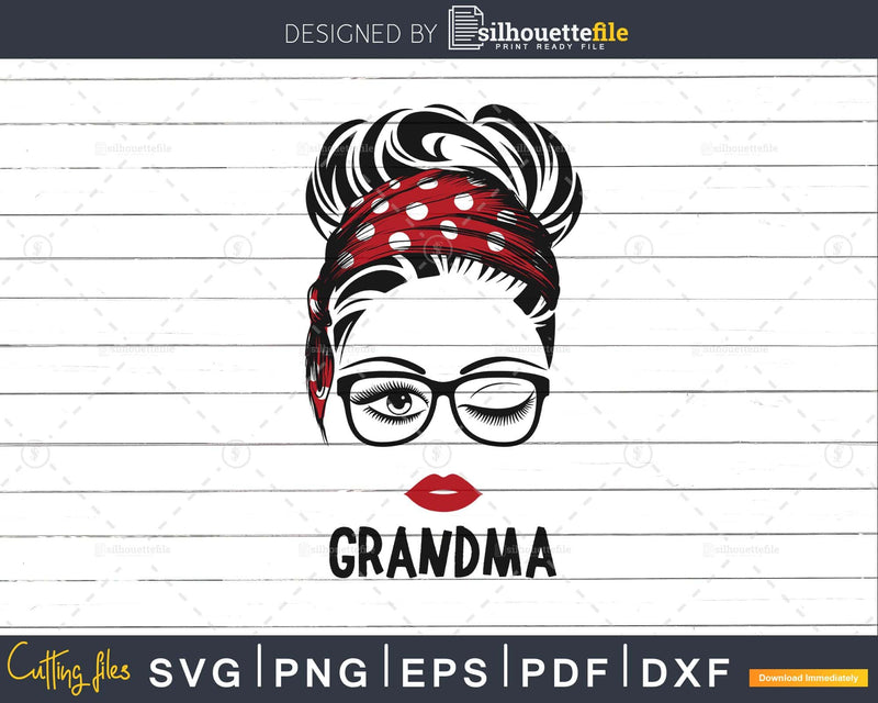 Grandma birthday face winked eye lips svg digital file for