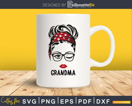 Grandma birthday face winked eye lips svg digital file for