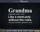 Grandma Definition Svg Dxf Png Print Ready Cut Files