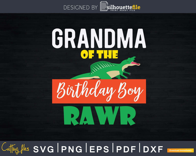 Grandma of the Birthday Boy Rawr Dinosaur Raptor Svg Png