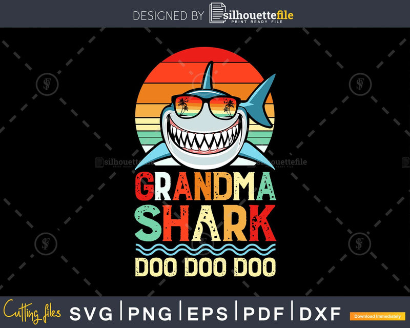 Grandma Shark Doo Retro vintage colors cricut svg cut