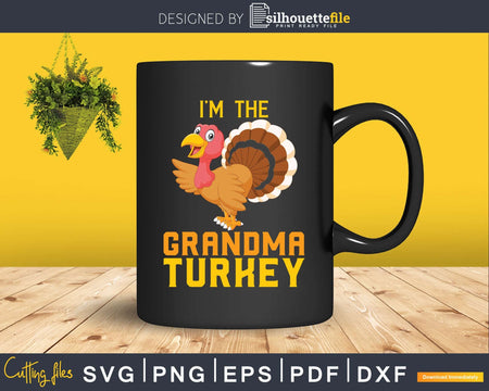 Grandma Turkey Matching Family Group Thanksgiving Party Svg