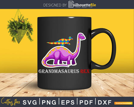 Grandmasaurus Dinosaur Autism Awareness Svg Dxf Png Cut File
