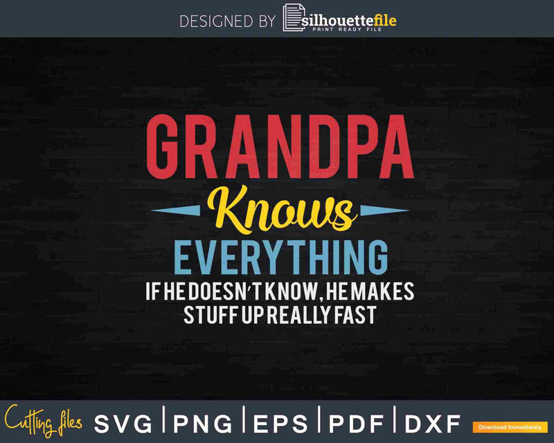 Grandpa Knows Everything Cool Fathers Day Svg Png Eps