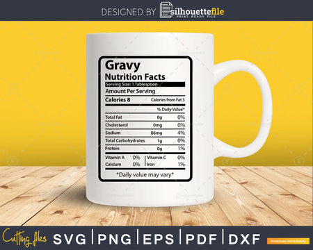 Gravy Nutrition Facts Funny Thanksgiving Christmas Svg Png