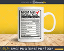 Great Gigi Nutrition Facts Funny Mothers Day Svg Png Cricut