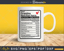 Great Grandma Nutrition Facts Funny Mothers Day Svg Png