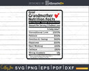 Great Grandmother Nutrition Facts Funny Mothers Day Svg Png