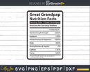 Great Grandpap Nutrition Facts Funny Fathers Day Svg Shirt