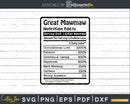 Great Mawmaw Nutrition Facts Funny Mothers Day Svg Png