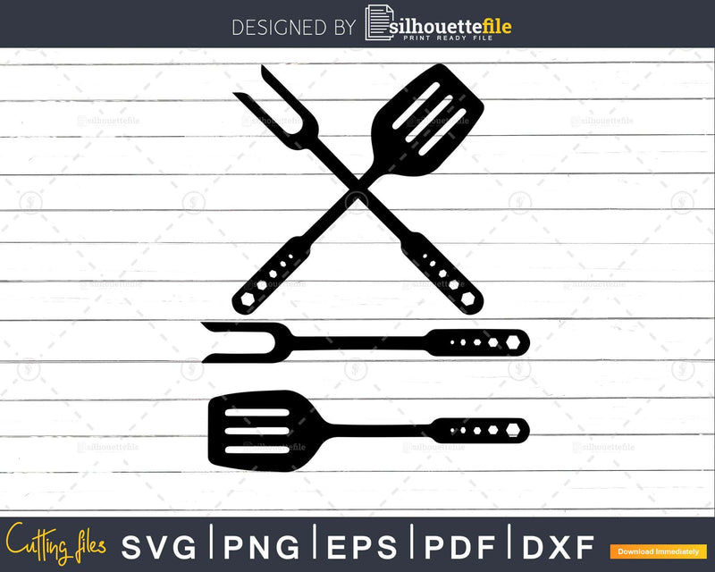 Grilling Utensils Spatula and Fork Kitchen SVG Files