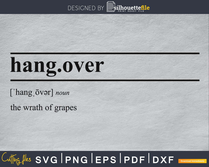Hangover definition SVG Printable File